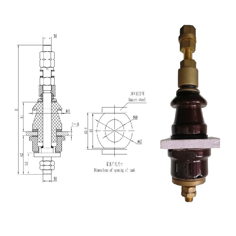 DIN standard bushing for low transformer porcelian insulator 1KV 250A