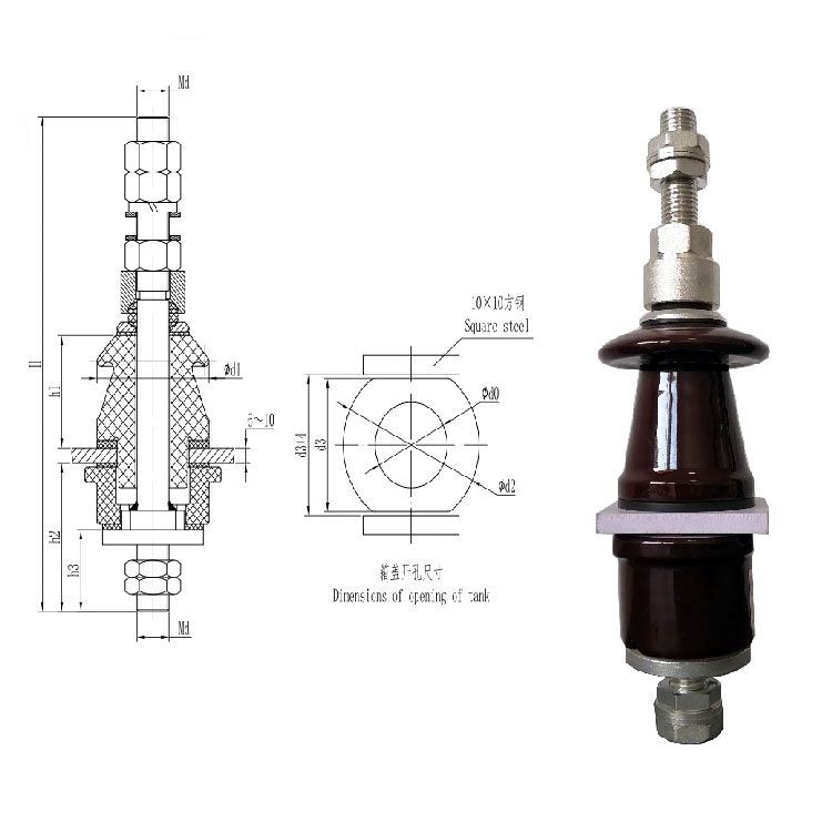 DIN standard bushing for low transformer porcelian insulator 1KV 630A insulaotor