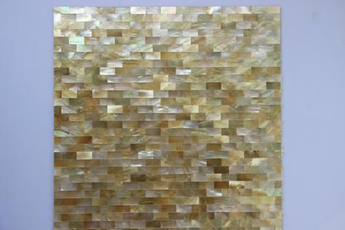 Rectangular strip yellow lip seashell mosaics tile MSW1026