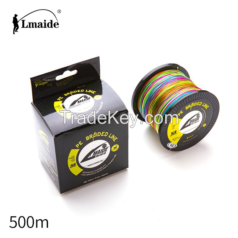  Wholesale price Super Strong fishing line PE colourful braided wire 4x colourful braided fishing line 15lb - 90lb