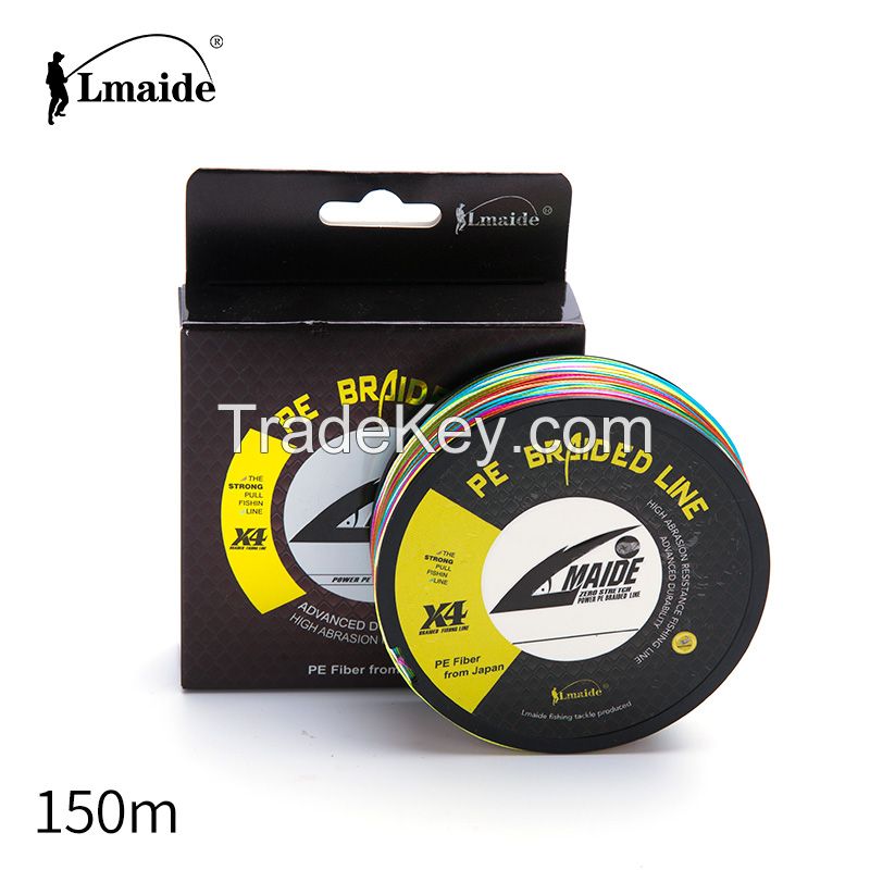  Wholesale price Super Strong fishing line PE colourful braided wire 4x colourful braided fishing line 15lb - 90lb