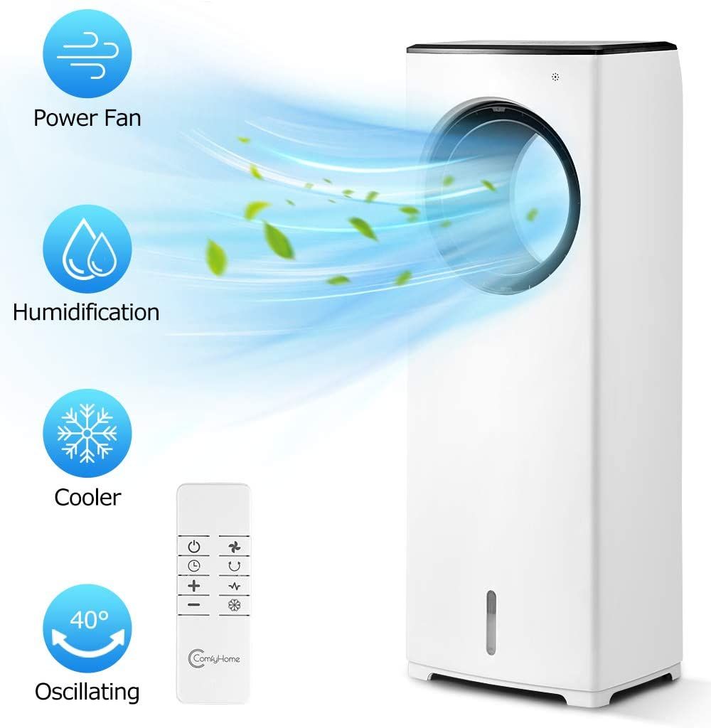 COMFYHOME 2-in-1 32&quot; Evaporative Air Cooler &amp; Tower Fan w/Cooling &amp; Humidification Function, Bladeless Design, 3 Wind Speeds, 4 Modes, 40&Acirc;&deg; Oscillation, 15H Timer, Remote Control for Home Office