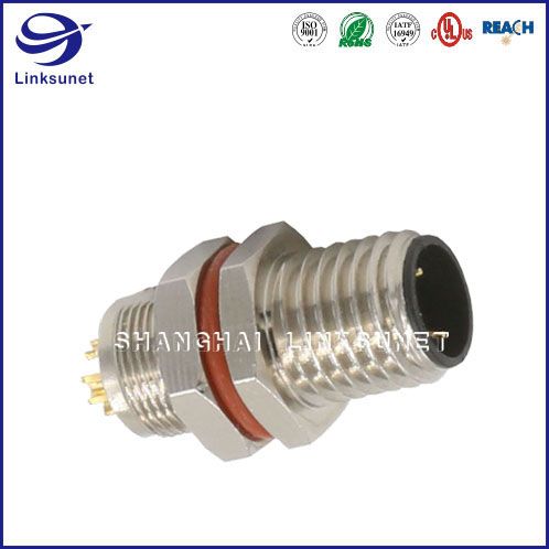 24AWG  Male 4Pin M8 Metal Die-Casting Receptacle for industrial wire harness