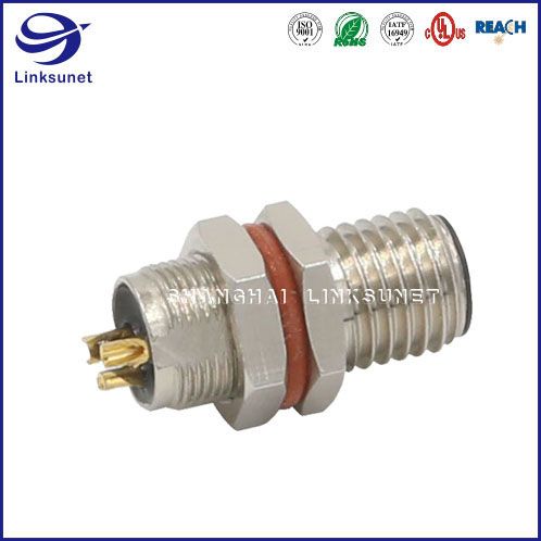 24AWG  Male 4Pin M8 Metal Die-Casting Receptacle for industrial wire harness