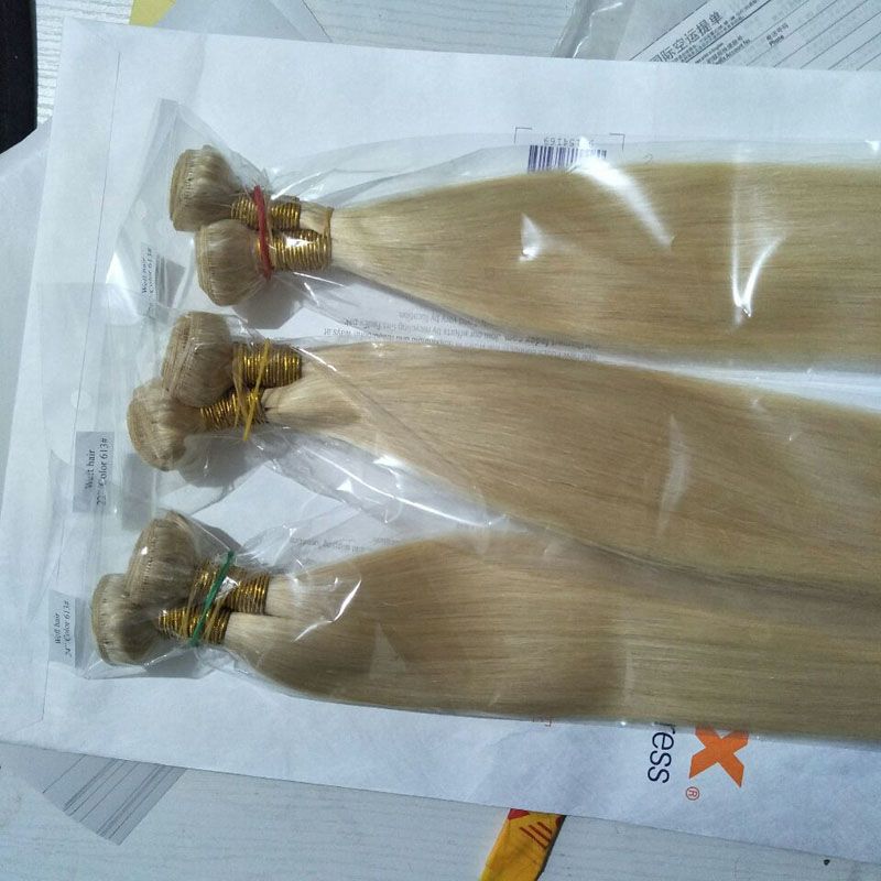 Grade 10A 613# Color hair Vendors Brazilian Human hair bundles 10 inch-28inch Hair weft