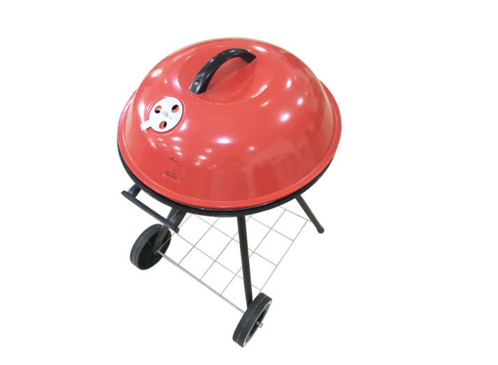 Factory direct mobile football oven wheel barbecue round four-legged barbecue