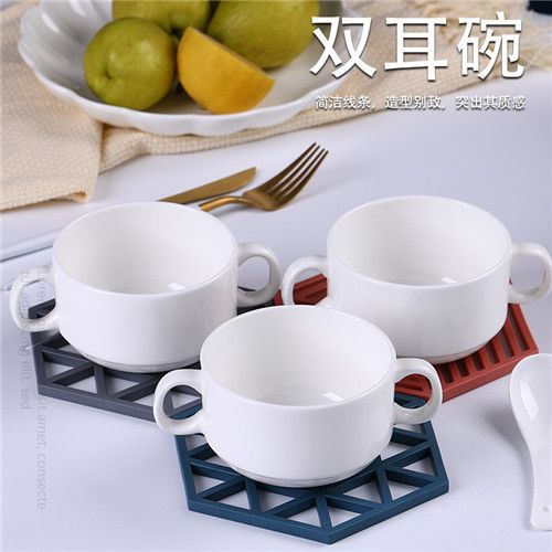 Pure white bone china binaural bowls