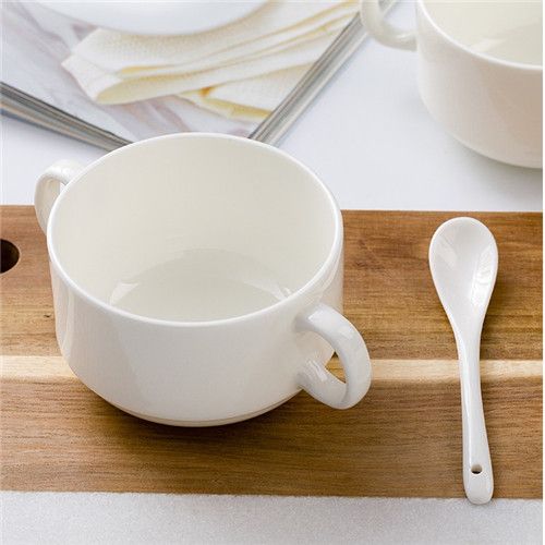 Pure white bone china binaural bowls