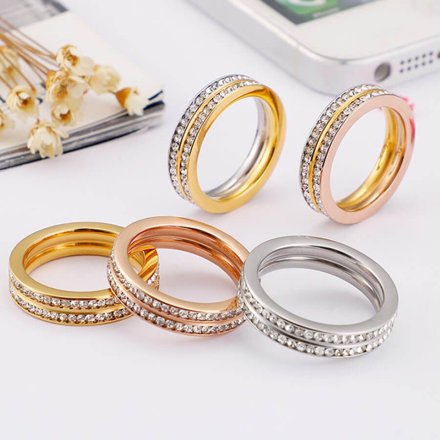 stainless steel diamond rings