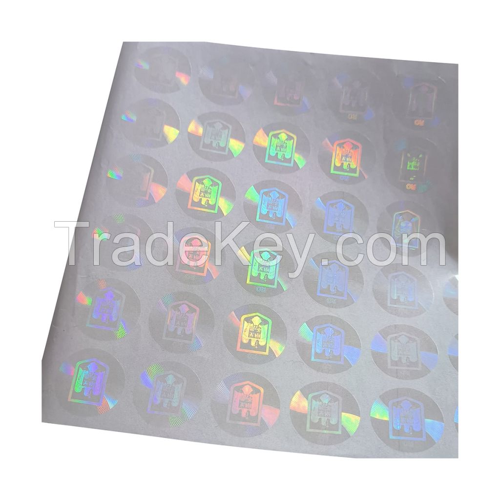 Logo Holographic Sticker Transparent Glossy Hologram Overlay Anti-Counterfeit Laser Security Label