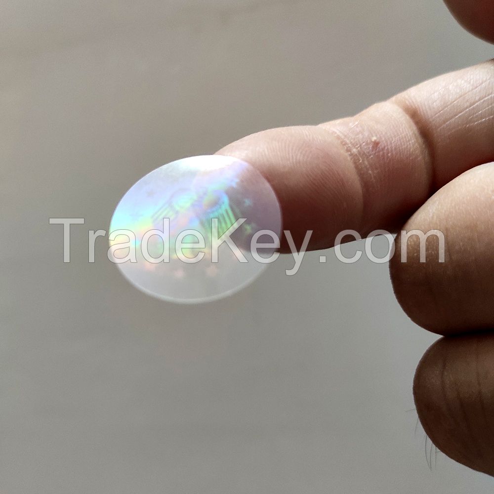 Logo Holographic Sticker Transparent Glossy Hologram Overlay Anti-Counterfeit Laser Security Label