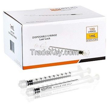 CE approved medical 1ml plastic luer lock slip disposable syringes with needle