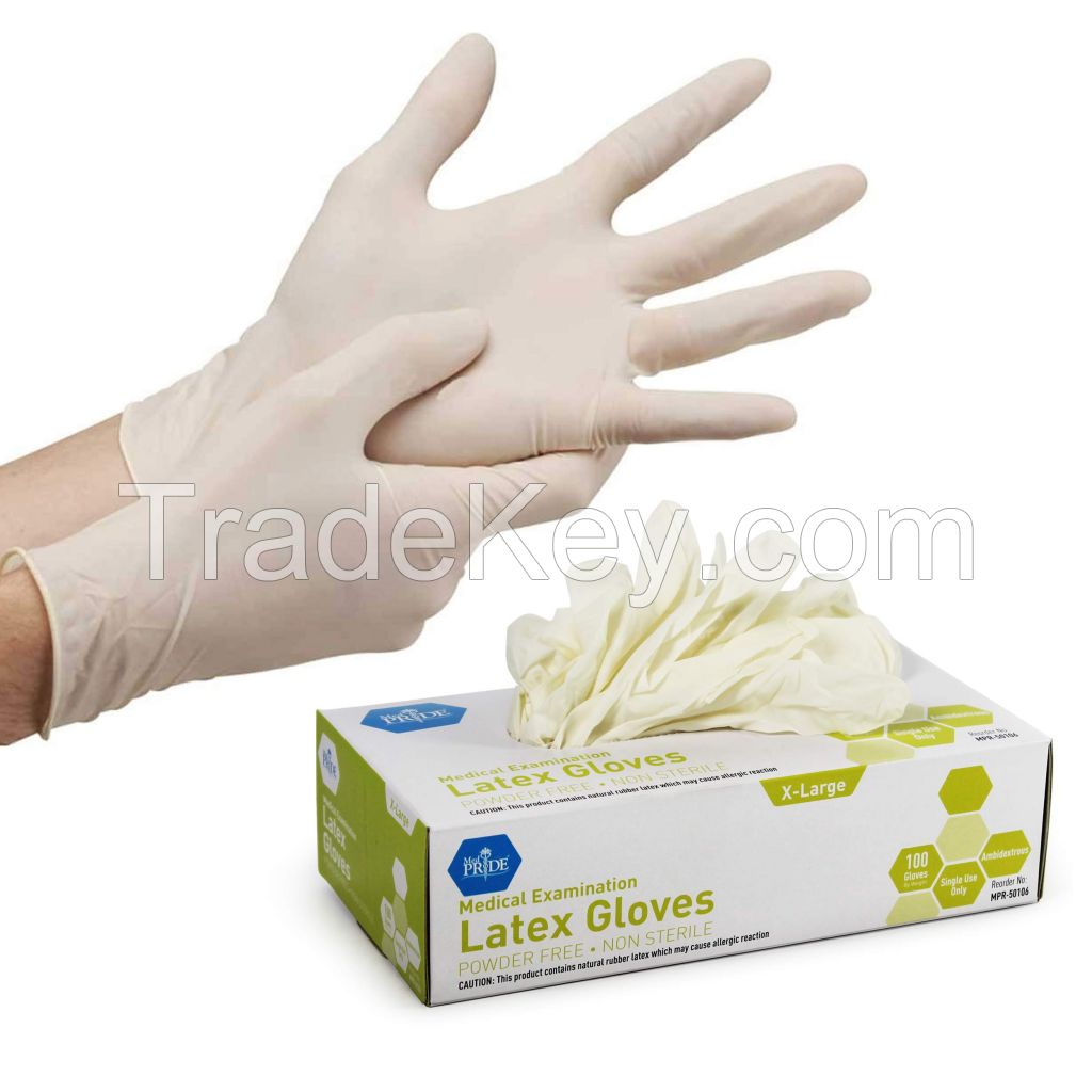 MedPride Powder-Free Latex Exam Gloves Box/100