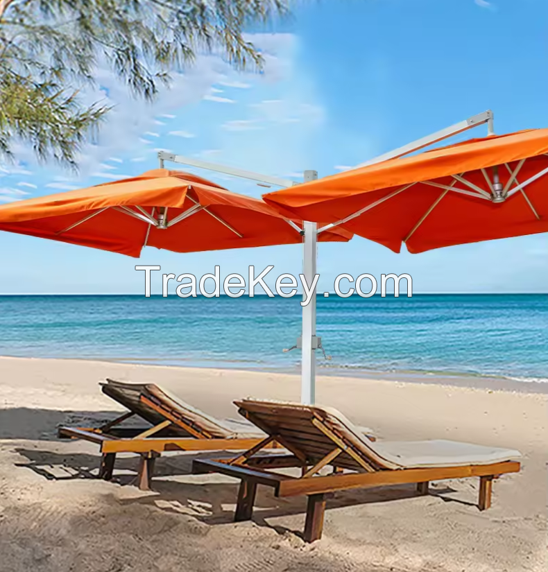 Large sunshade outdoor double canopy two top aluminum patio umbrella beach strong double umbrella market/shop parasol