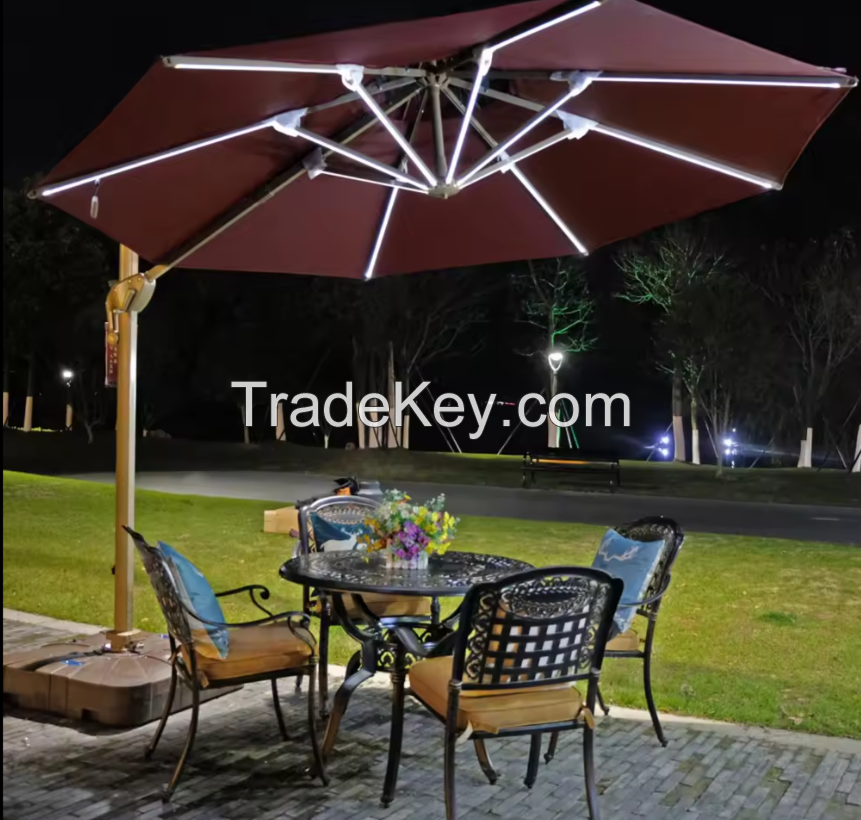 Hot Outdoor umbrella OEM&amp;ODM solar light LED with speaker parasol outdoor