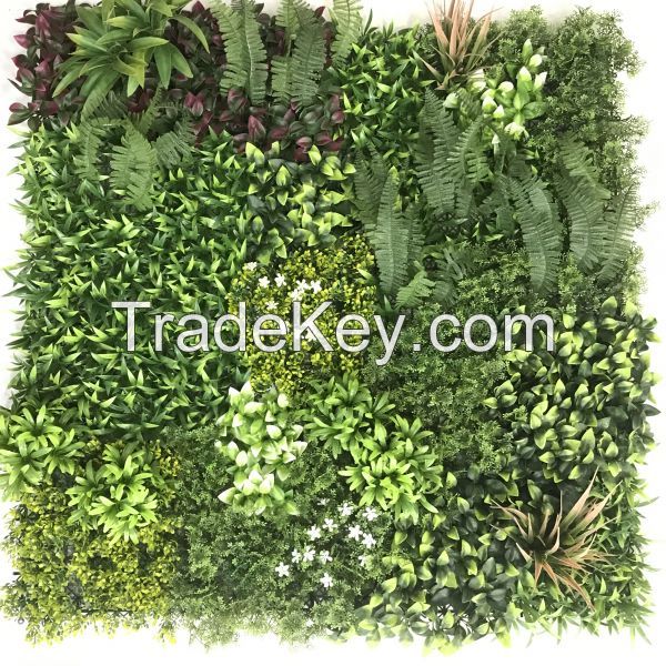 Wholesale simulation UV protected fire retardant plant wall vertical 3D plastic faux artificial green grass wall panel