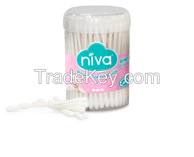 Niva Rotating Jar of 400 Cotton Buds Paper Stick for Kid BHP2