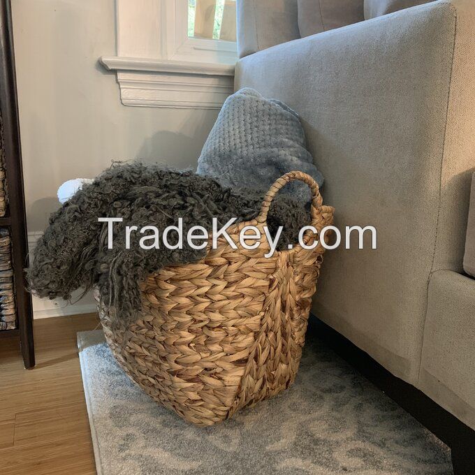 High Quality Selling Water Hyacinth Round Natural Baskets 