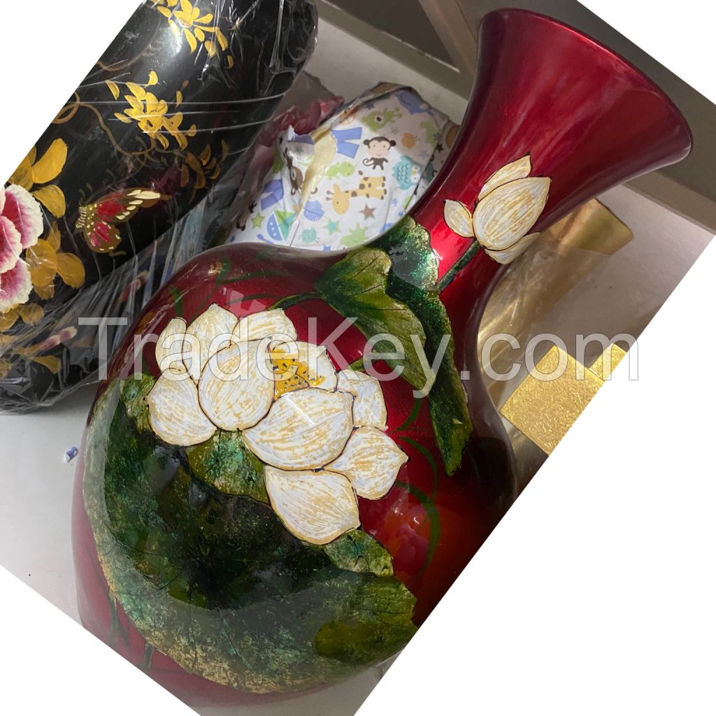 Eco-friendly Lacquer Spun Bamboo Vase Decorating Vase For Wholesale Made In Vietnam