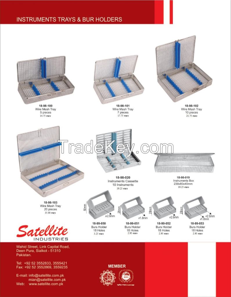 instruments trays and bur holders