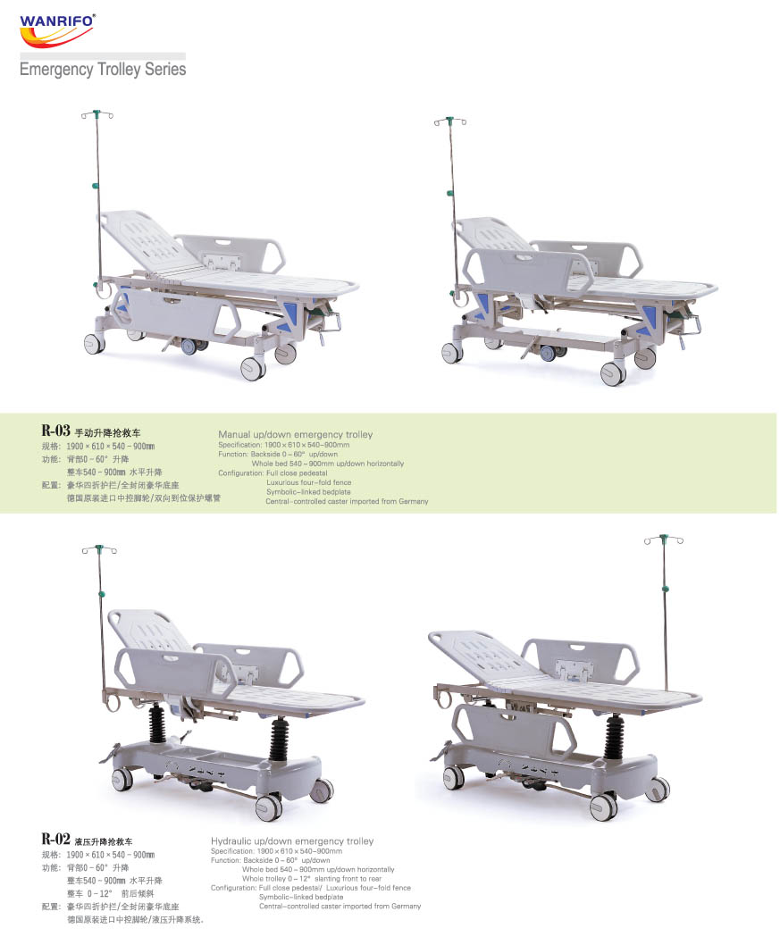 Hydraulic/Manual up/down emergency trolley