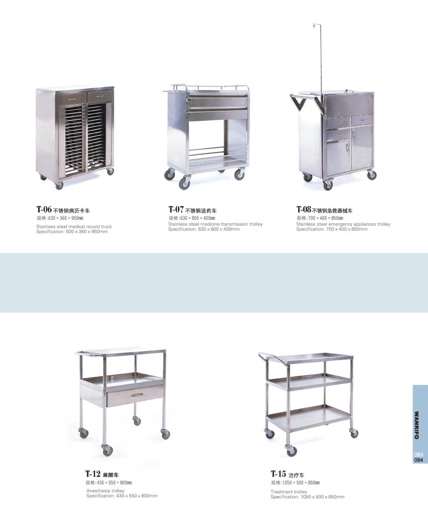 stainless steel hospital trolley