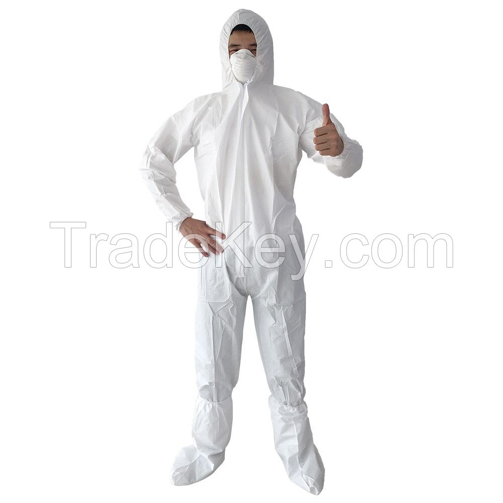 Wholesale Disposable Medical Protective Isolation Coverall  PP+PE Coverall With Tape