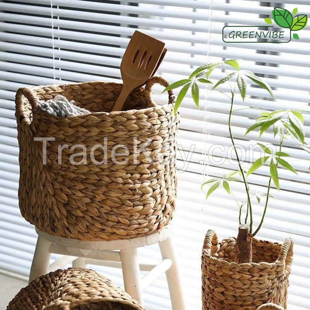 Water Hyacinth Basket, Eco friendly Cabinet Storage Baskets Natural Wicker Basket