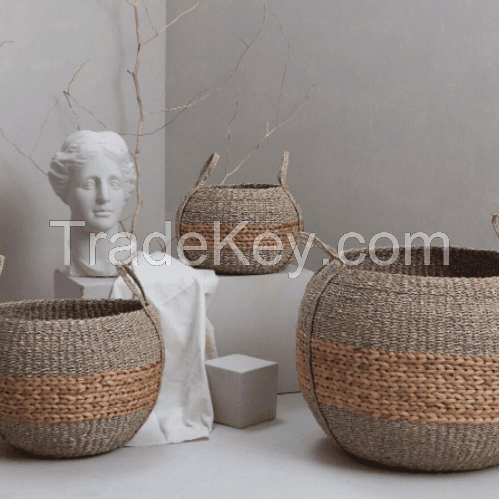 Seagrass Water Hyacinth Round Storage Basket