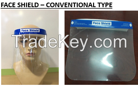 Face shield conventional type and without goggles