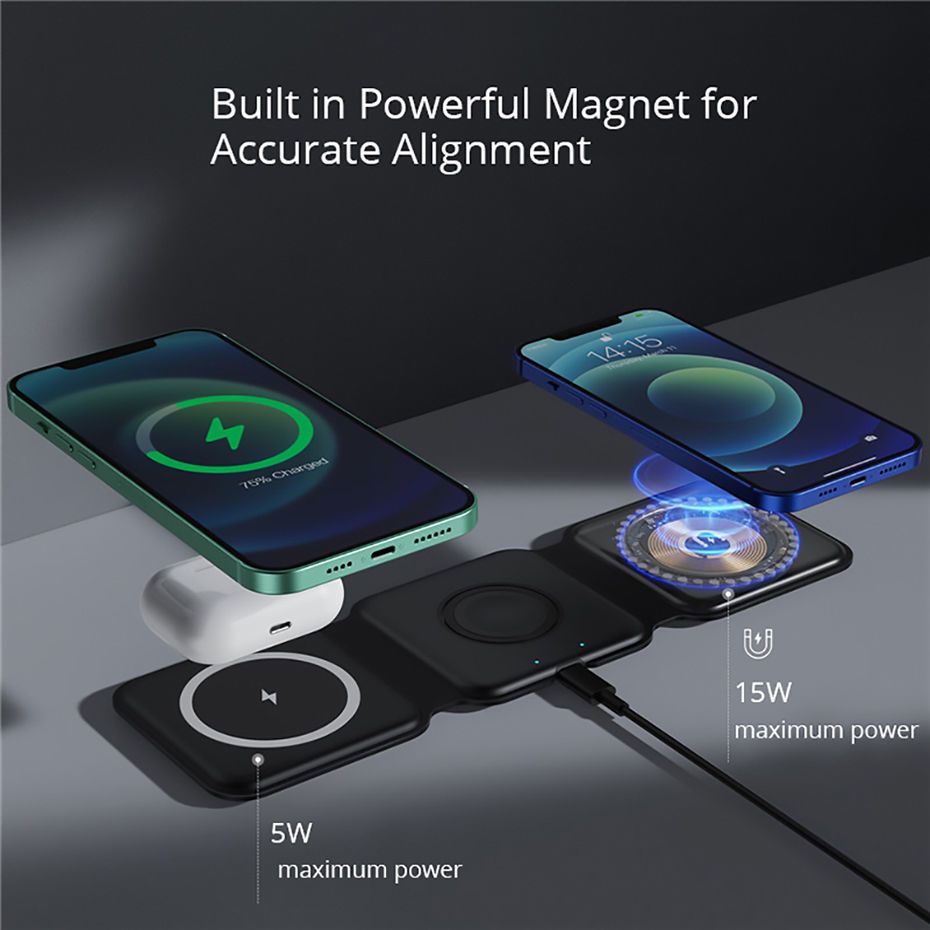 Foldable Magnetic 3 in 1 Wireless Charger