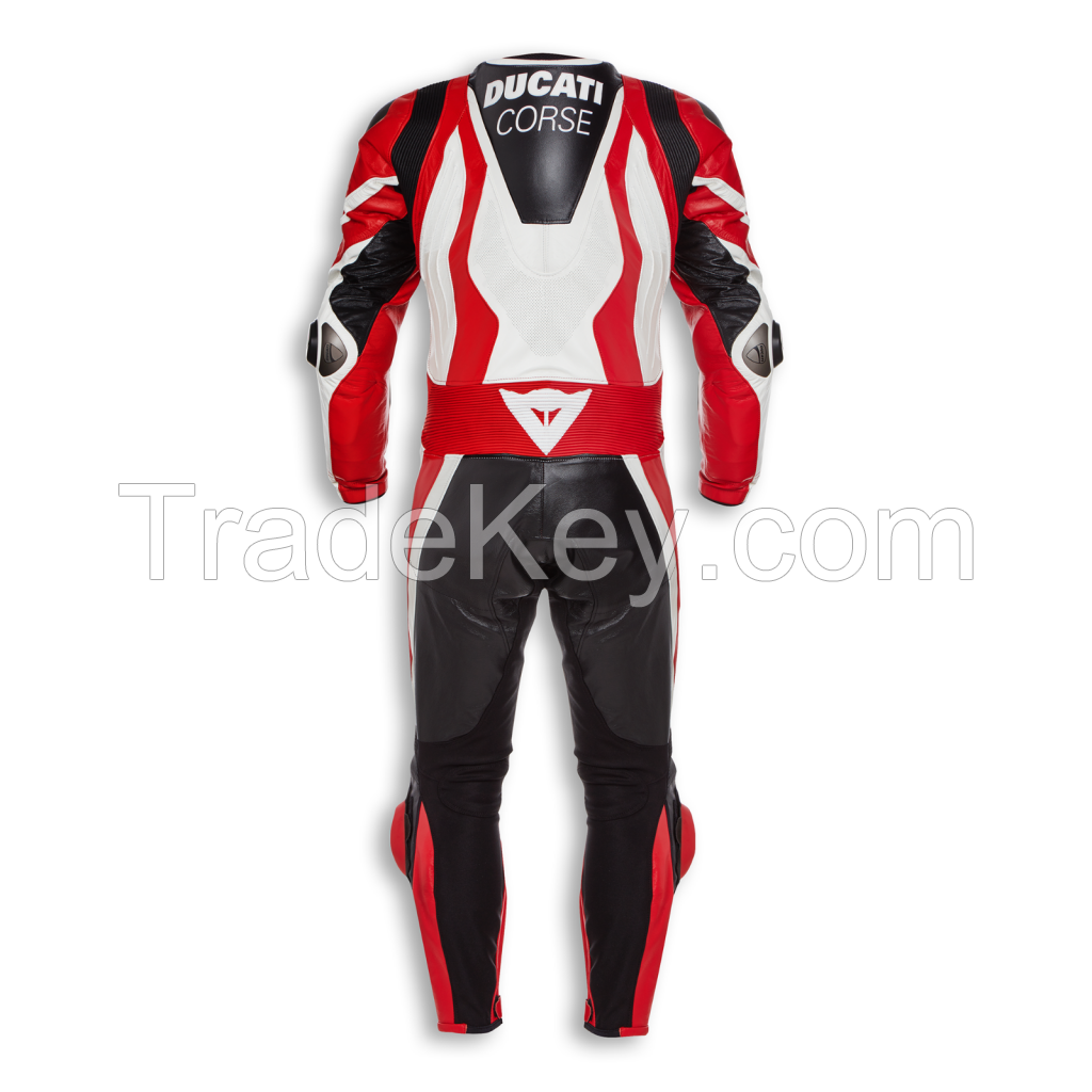 Motorcycle Red Motorbike Racing One Two Piece Leather SUIT Armour