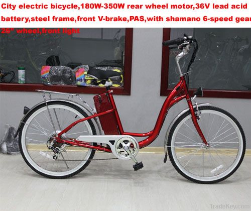 Electric bicycle, with shimano 6-speed gear (E-TDF06, 26inch)