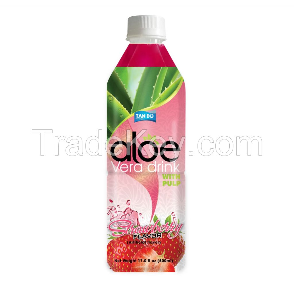 Aloe Vera Drink with Pulp with Strawberry flavor in PET bottle 500ml