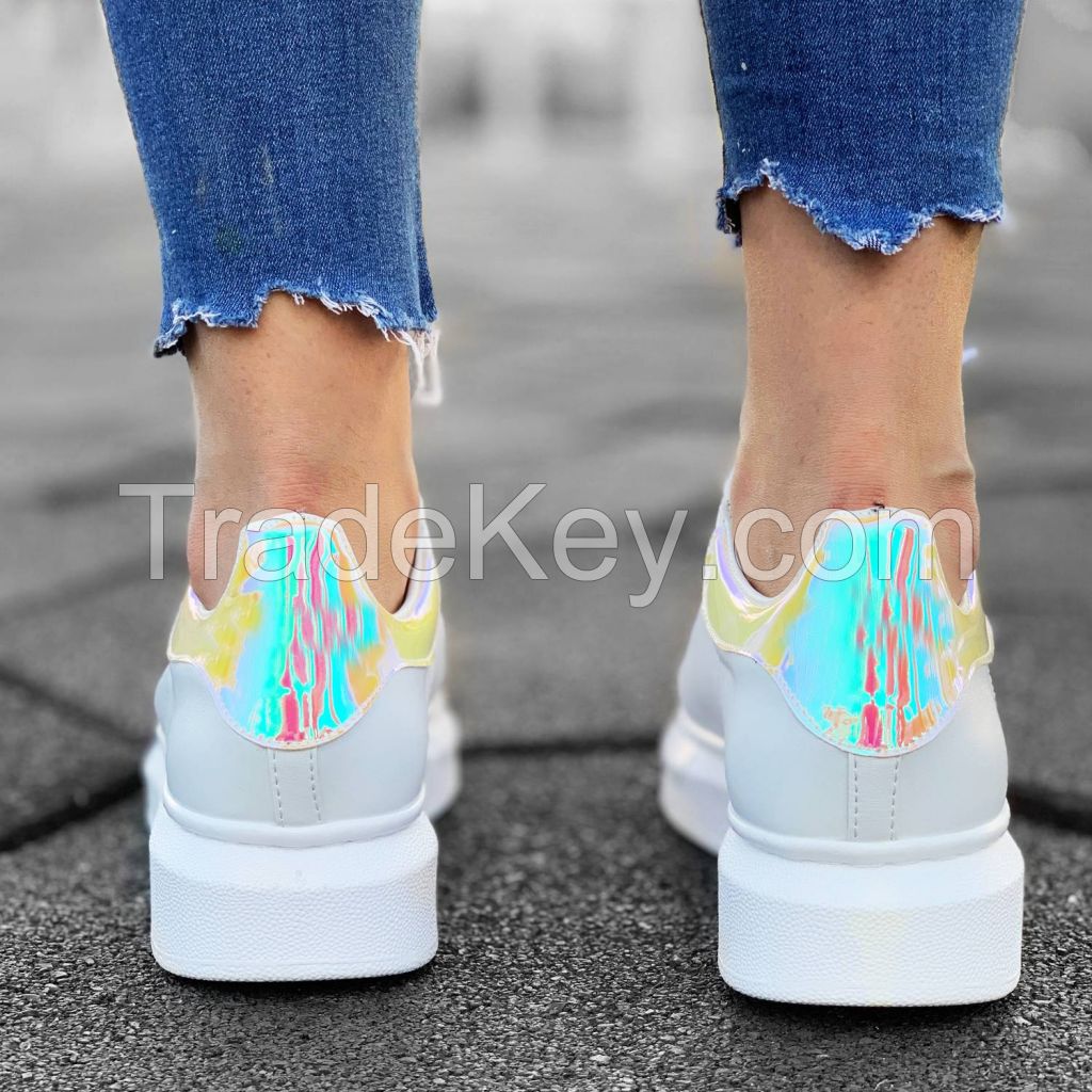 Women High Sole Sneakers Hologram