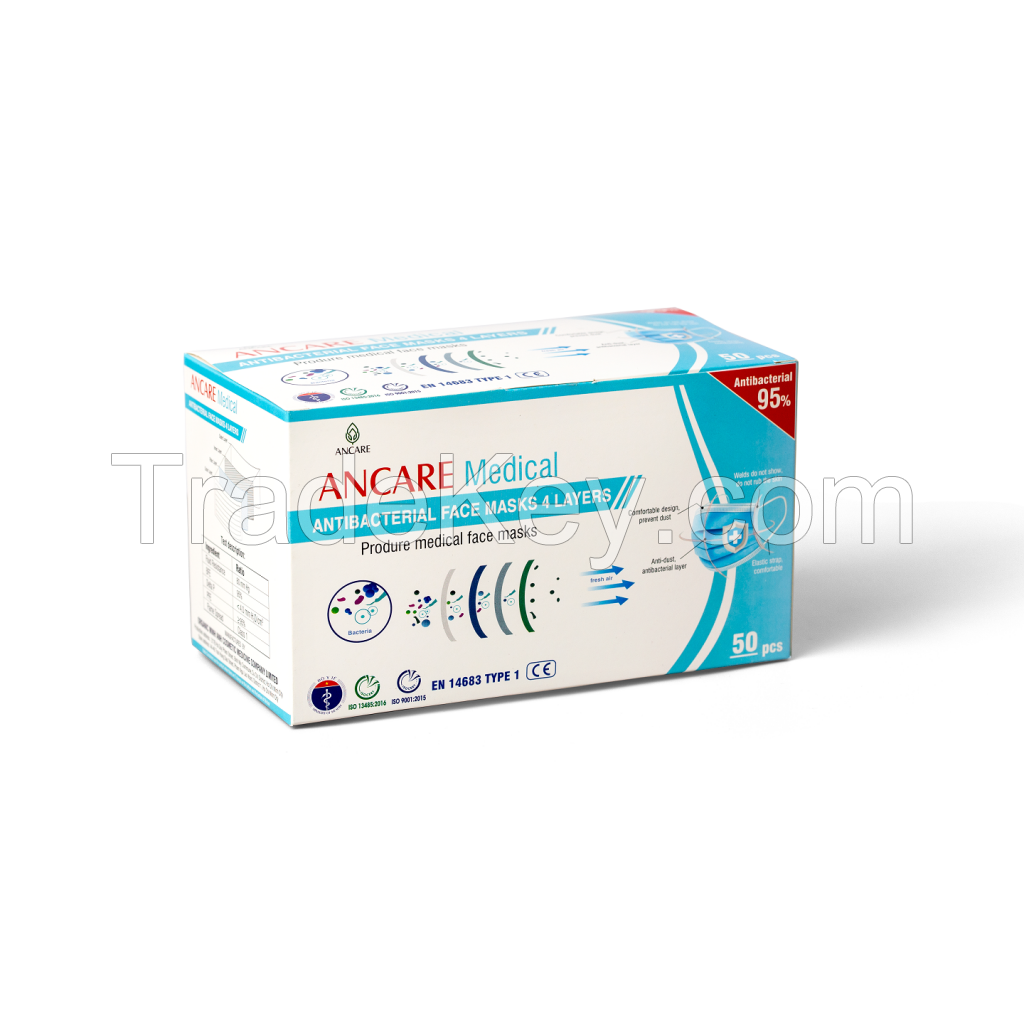 4 PLYS DISPOSABLE FACE MASK - LEVEL 1 ASTM - TYPE I (EN 14683) - 95%