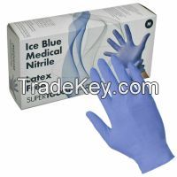 NITRILE GLOVES / PROTECTIVE CIVILIAN GLOVES / WHITE AND SKY BLUE NITRILE DISPOSABLE GLOVES