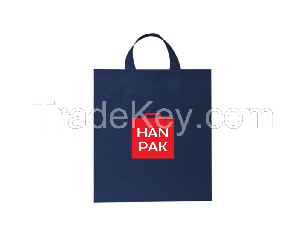 Custom printed plastic bag soft loop handle eco-friendly reusable shopping bag from Hanpak JSC