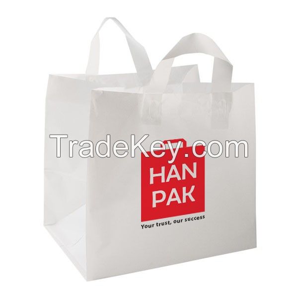 Custom printed plastic bag soft loop handle eco-friendly reusable shopping bag from Hanpak JSC