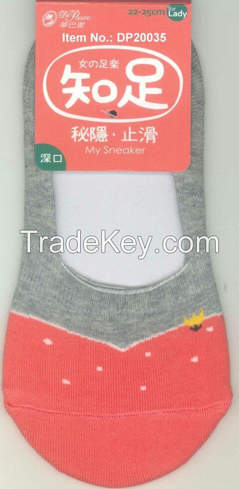 [DeParee] Women Cotton Pattern Shoe Liner Socks (Slip Resistant)