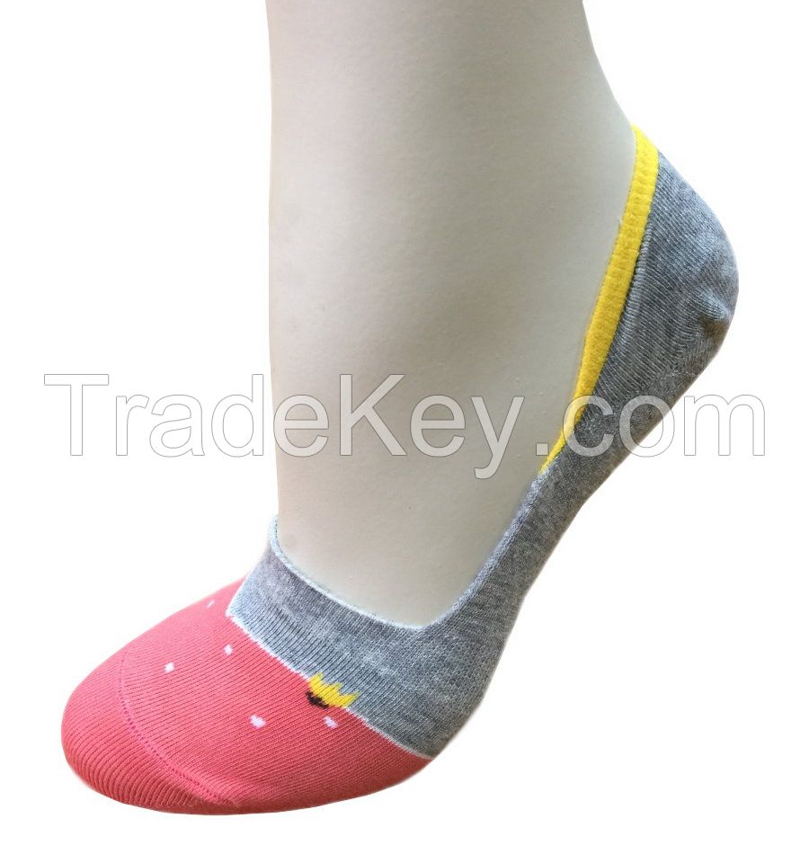 [DeParee] Women Cotton Pattern Shoe Liner Socks (Slip Resistant)