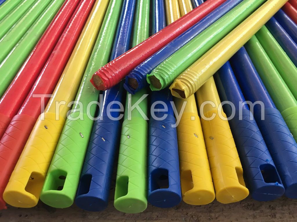 PVC coated Wooden Stick With Italian Thread Plastic Broom Handle Hot Selling