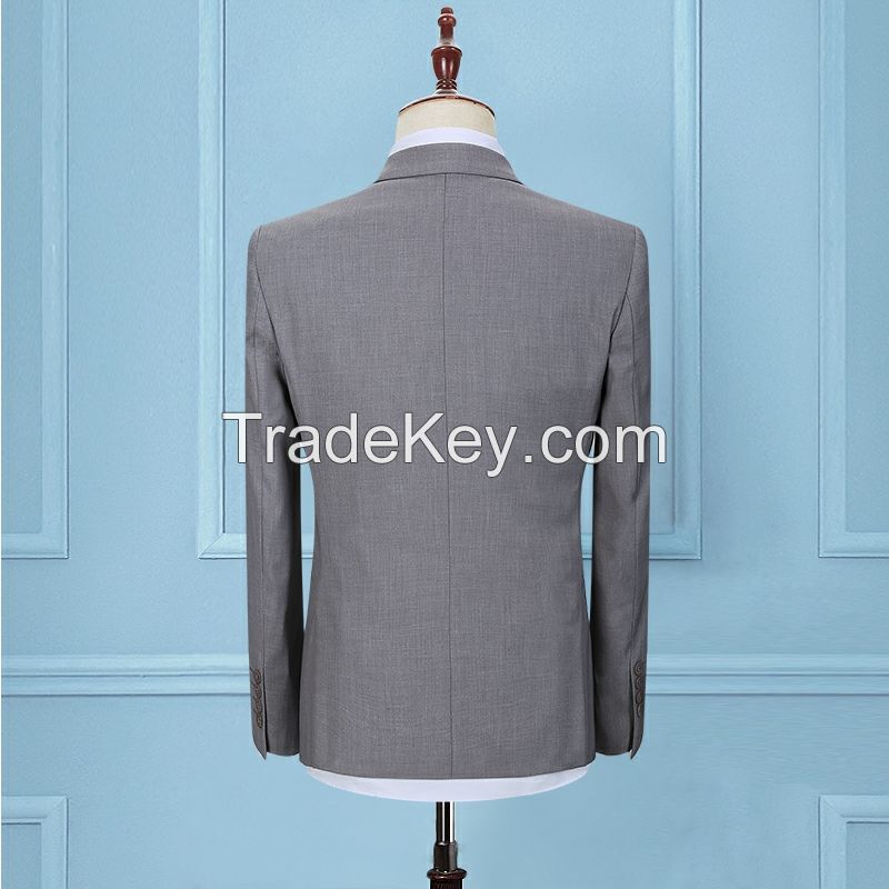 A suit Slim suit for men light grey business suit formal work clothes Business casual bridegroom wedding dress fall