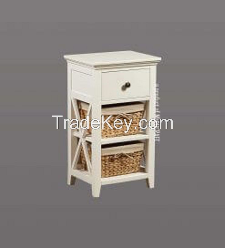 Wooden cabinet with (2) 3 seagrass drawers