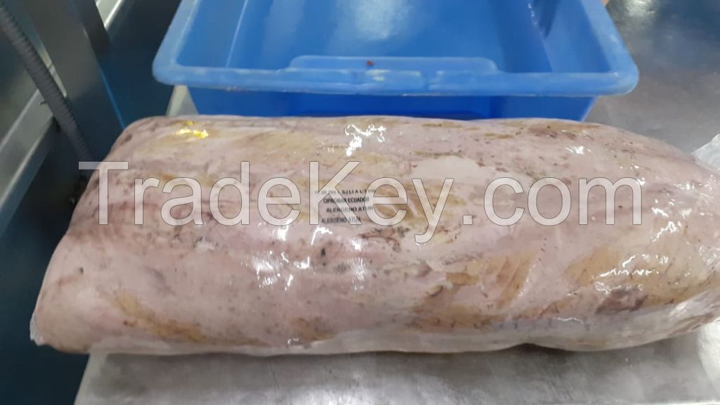 Precooked tuna loins for canned seafood