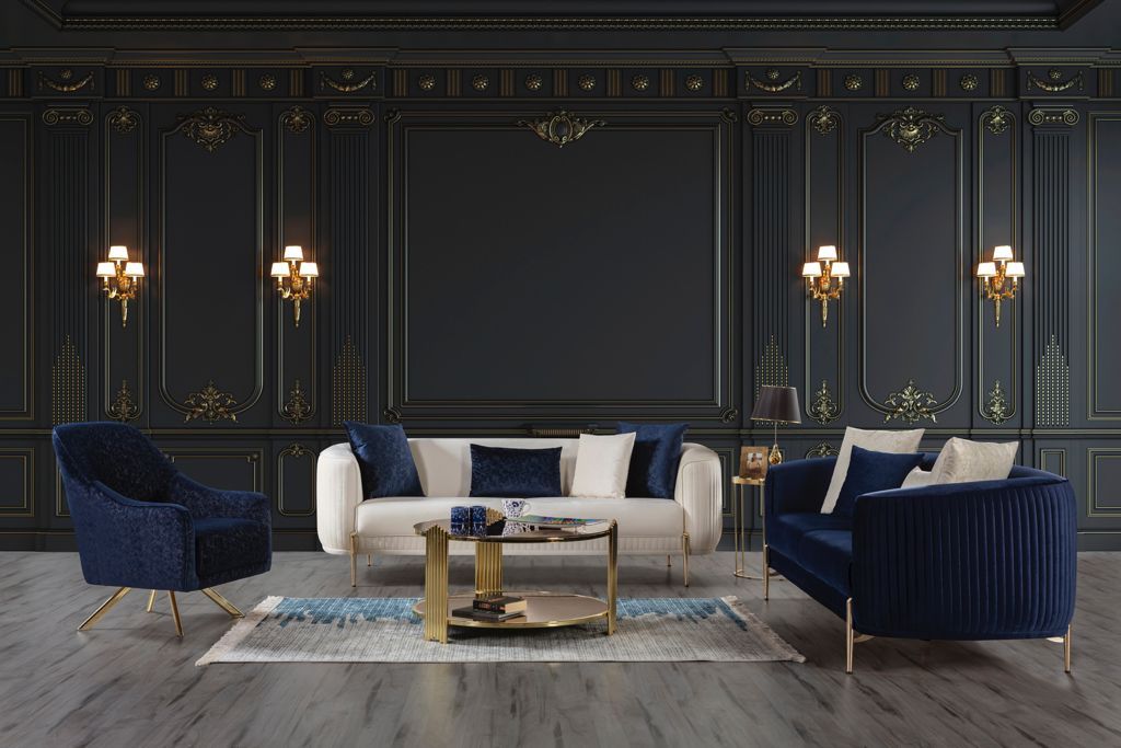 modern sofa set living room furniture with four set 2x triple sofas 2x single bergeres