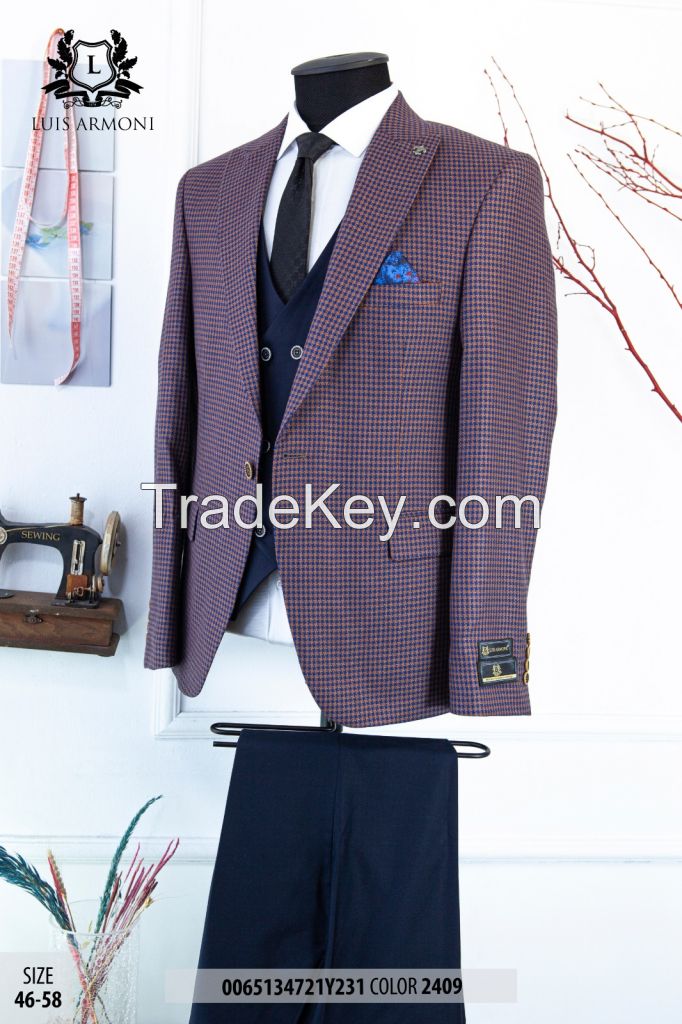 Latest Design burgundy color Suit Men Suits Men's Suits 3 Pieces turkish design