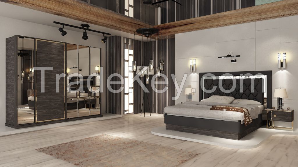 Bedroom Furniture Set home luxury gray model with 5 different bedroom furnitures