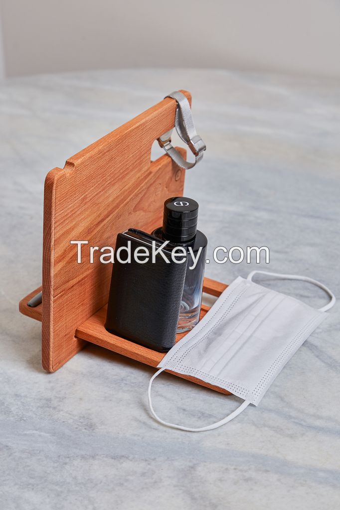 Wooden assembled desk table organizer wood organizer phone holder key holder