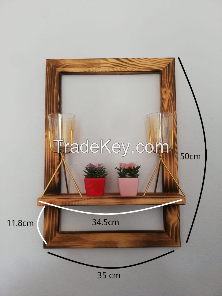 Light Luxury Frame Wall Shelf Wood Frame for Wall Decoration Wall Art Fassley Decorative Frame Burnt Shelf Pine Wood Authentic